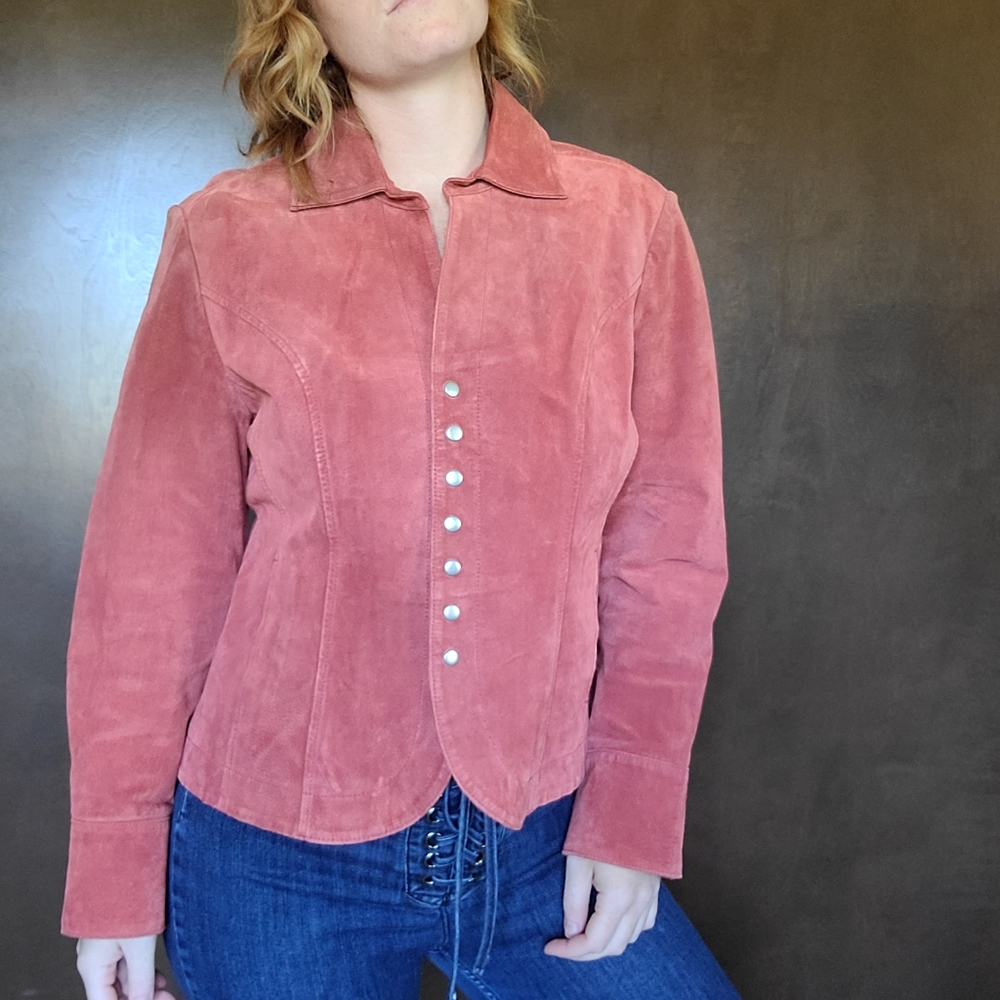 Vintage Leather Button Down Blazer - image 4